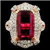 Image 1 : 18K Gold 5.48ct Tourmaline & 1.54ctw Diamond Ring