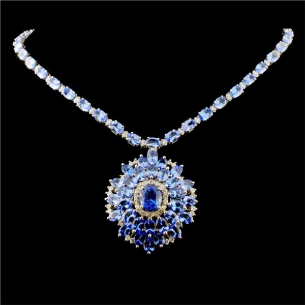 14K Gold 43.36ctw Tanzanite & 2.07ctw Diamond Neck