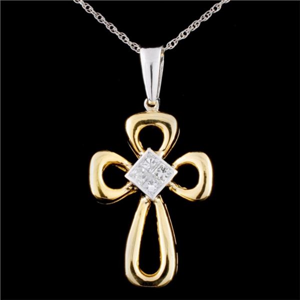 18K TT Gold 0.47ctw Diamond Pendant