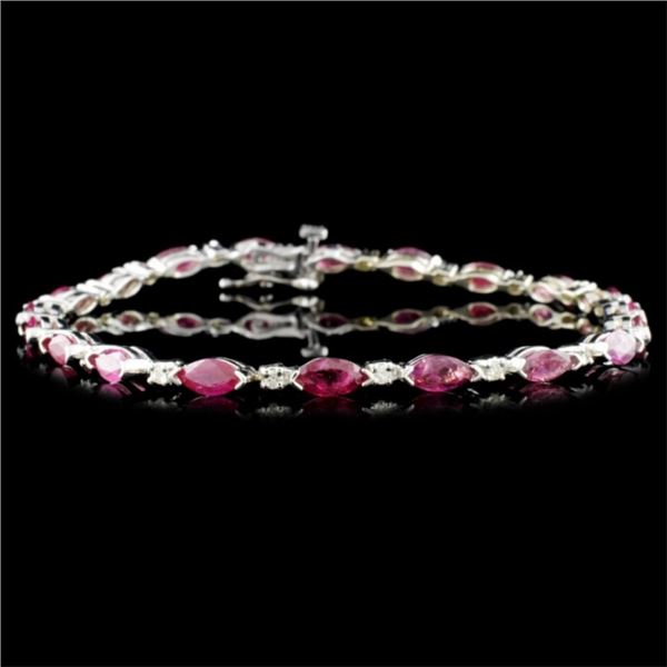 14K Gold 5.26ctw Ruby & 0.30ctw Diamond Bracelet