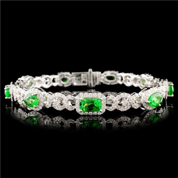 18K Gold 6.47ct Tsavorite & 2.35ctw Diamond Bracel