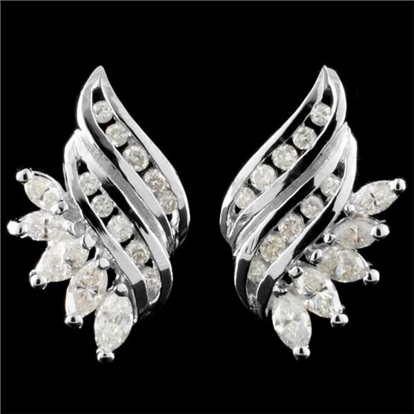 14K White Gold 1.76ctw Diamond Earrings