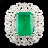Image 1 : 18K Gold 2.19ct Emerald & 4.81ctw Diamond Ring