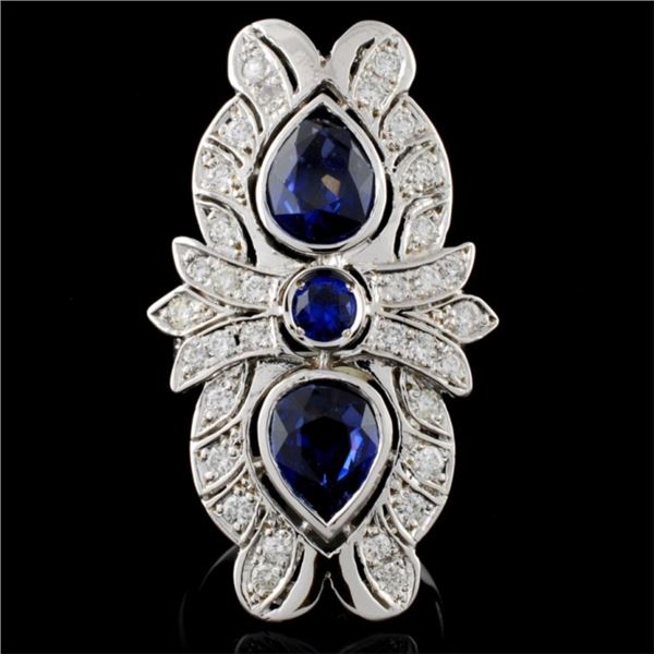 14K Gold 3.76ct Sapphire & 0.86ct Diamond Ring