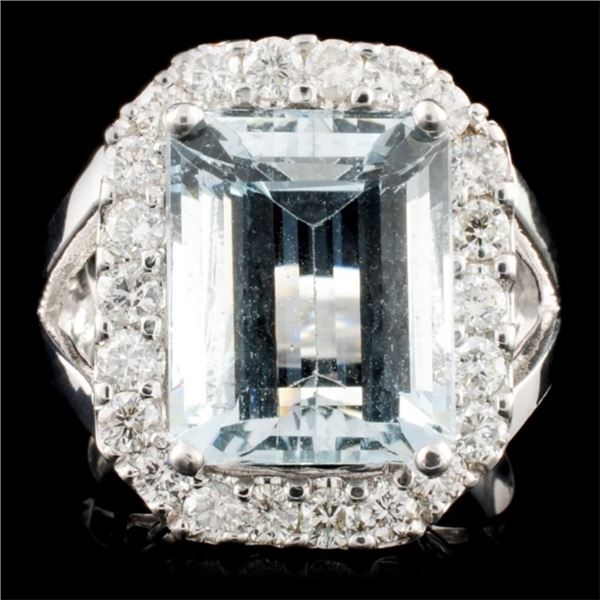 14K Gold 5.67ct Aquamarine & 0.90ctw Diamond Ring