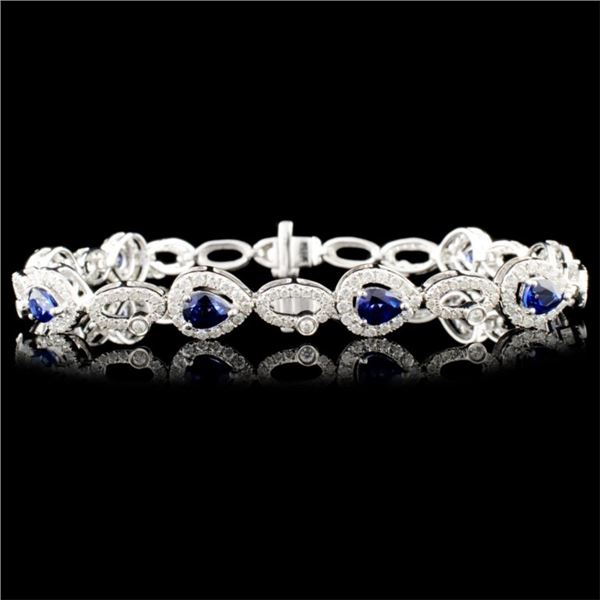 14K Gold 3.26ct Sapphire & 1.70ctw Diamond Bracele