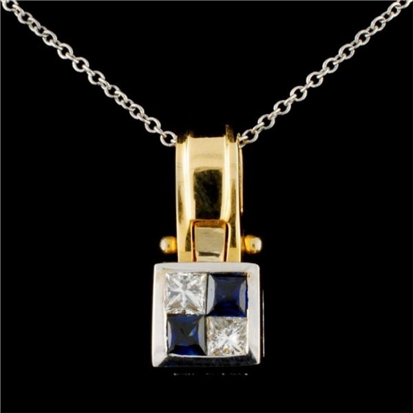 18K TT Gold 0.35ct Sapphire & 0.26ct Diamond Penda