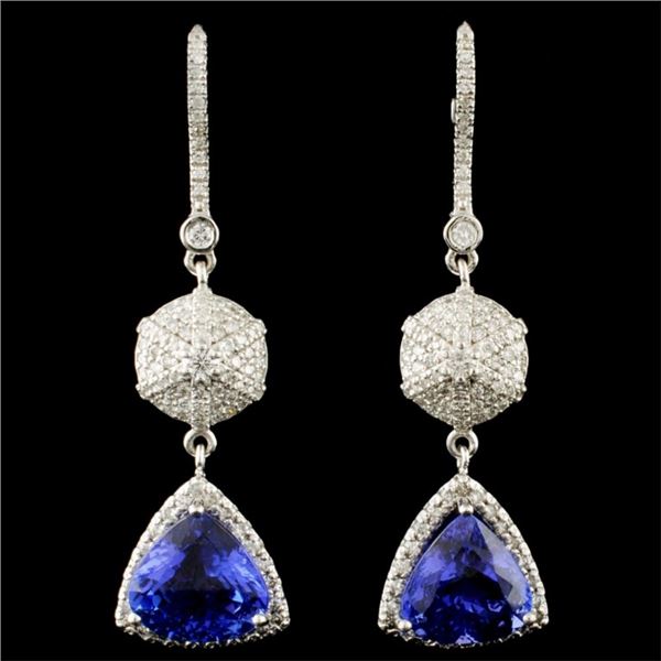 14K Gold 7.42ctw Tanzanite & 1.05ctw Diamond Earri