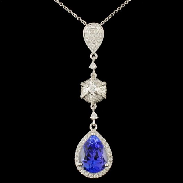 18K Gold 3.51ct Tanzanite & 0.56ctw Diamond Pendan