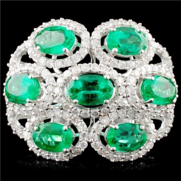 18K Gold 2.80ctw Emerald & 1.07ctw Diamond Ring