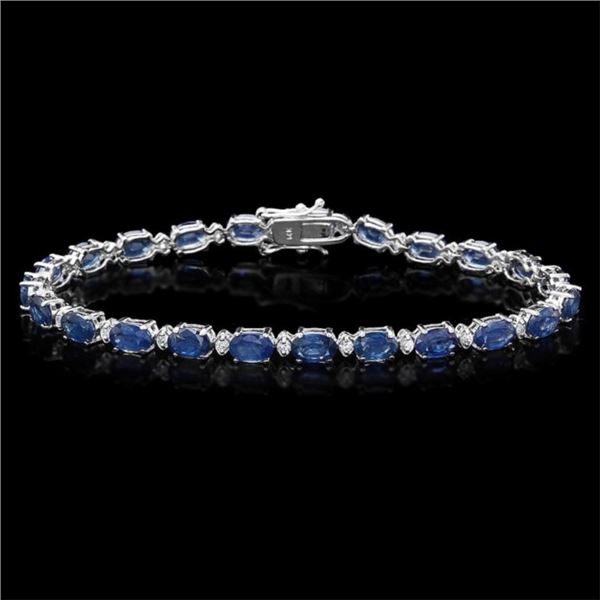 `14k Gold 12.00ct Sapphire & 0.50ct Diamond Bracel