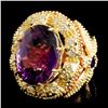 Image 2 : 14K Gold 14.11ct Amethyst & 2.00ctw Diamond Ring