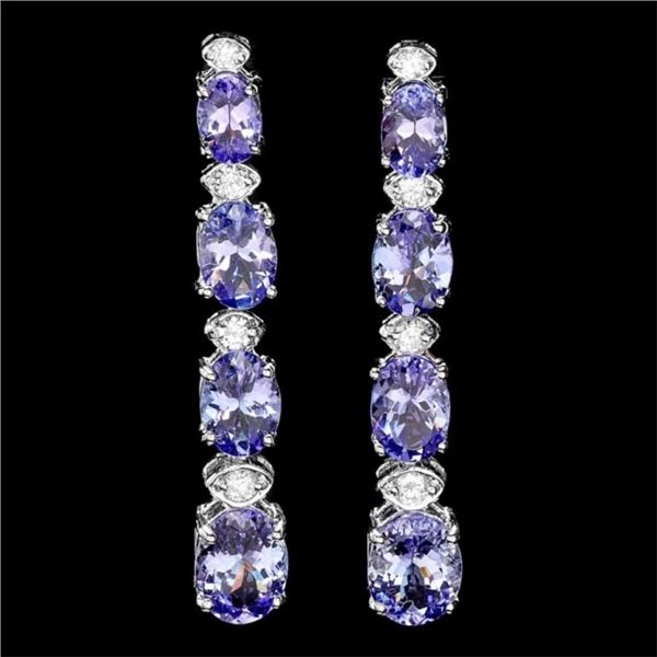 `14k Gold 7.00ct Tanzanite & 0.50ct Diamond Earrin