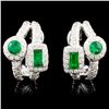 Image 1 : 18K Gold 0.87ct Emerald & 0.76ctw Diamond Earrings