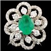 Image 1 : 18K Gold 1.34ct Emerald & 1.22ctw Diamond Ring