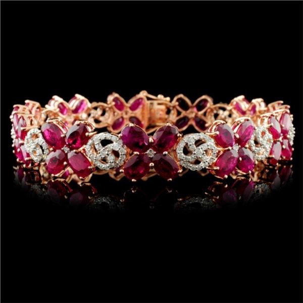 14K Gold 20.68ct Ruby & 1.65ctw Diamond Bracelet