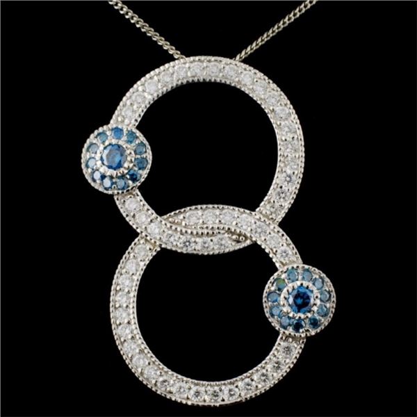 18K White Gold 1.28ctw Fancy Color Diamond Pendant