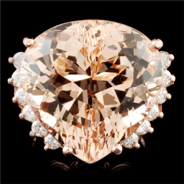 14K Gold 20.17ct Morganite & 0.49ctw Diamond Ring