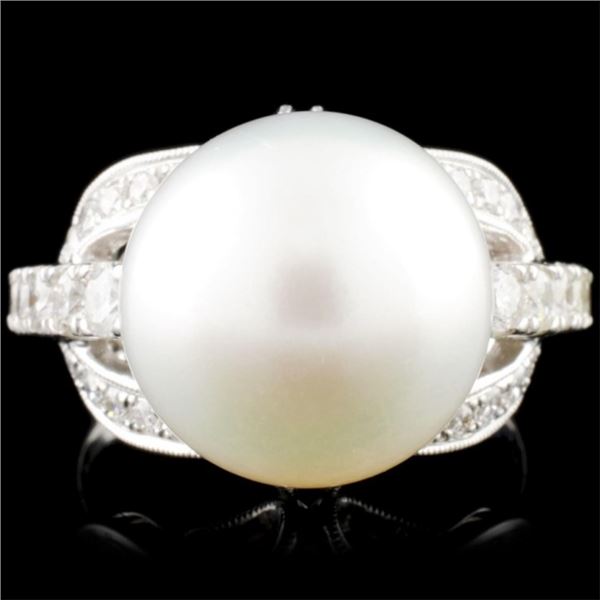 14K Gold 13.00mm Pearl & 1.00ctw Diamond Ring