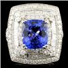Image 1 : 18K Gold 3.44ct Tanzanite & 1.58ctw Diamond Ring