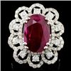 Image 1 : 18K Gold 6.07ct Ruby & 1.80ctw Diamond Ring