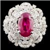 Image 1 : 18K Gold 4.10ct Ruby & 2.10ctw Diamond Ring