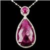 Image 2 : 18K Gold 52.00ct Ruby & 1.34ctw Diamond Pendant