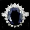 Image 1 : 14K Gold 6.00ct Sapphire & 1.50ctw Diamond Ring