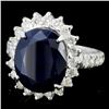 Image 2 : 14K Gold 6.00ct Sapphire & 1.50ctw Diamond Ring