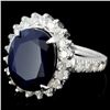 Image 3 : 14K Gold 6.00ct Sapphire & 1.50ctw Diamond Ring