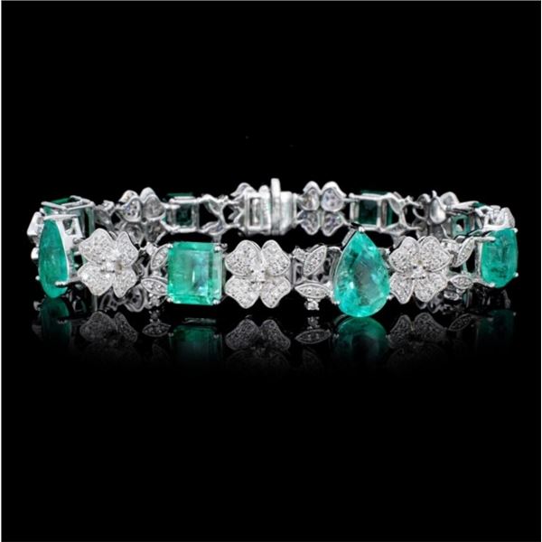 18K Gold 14.56ct Emerald & 2.16ct Diamond Bracelet