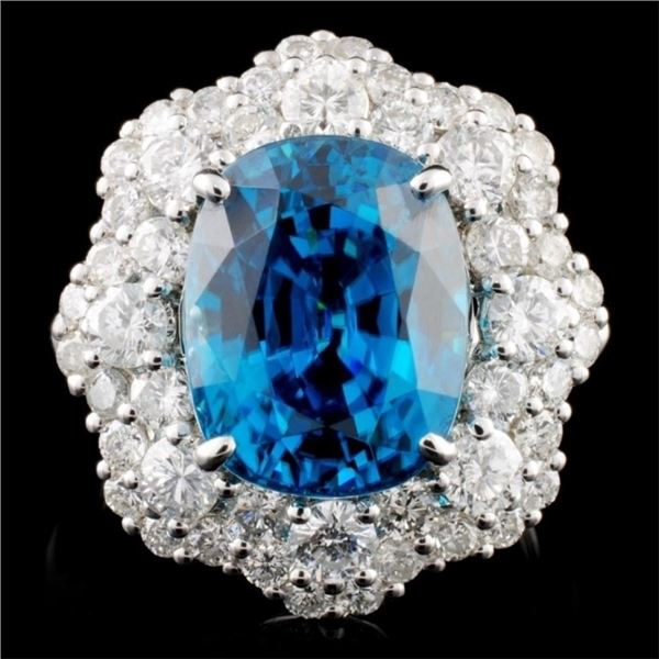 18K Gold 10.40ct Zircon & 2.05ctw Diamond Ring