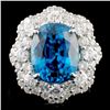 Image 1 : 18K Gold 10.40ct Zircon & 2.05ctw Diamond Ring