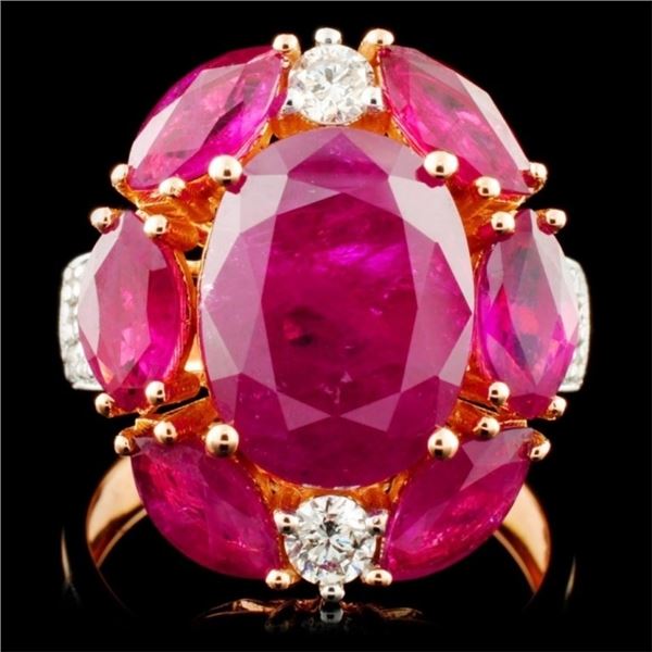 18K Rose Gold 6.92ct Ruby & 0.48ct Diamond Ring