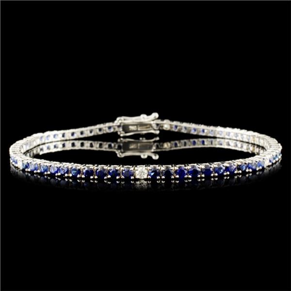 14K Gold 4.02ct Sapphire & 0.29ctw Diamond Bracele