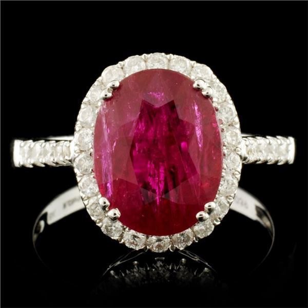 18K Gold 3.86ct Ruby & 0.39ctw Diamond Ring