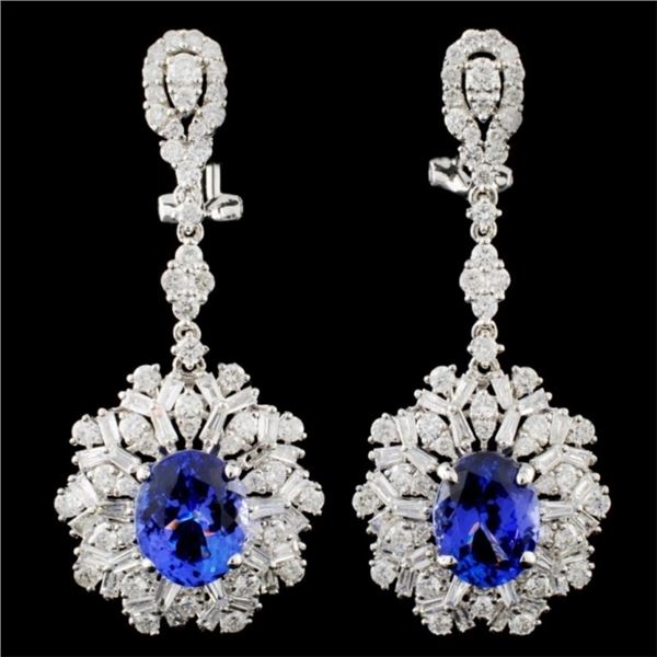 18K Gold 4.72ctw Tanzanite & 3.17ctw Diamond Earri