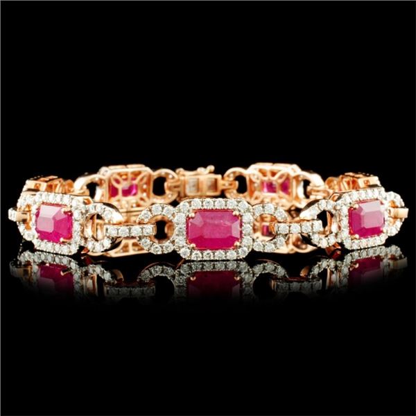 14K Gold 8.95ct Ruby & 2.71ctw Diamond Bracelet