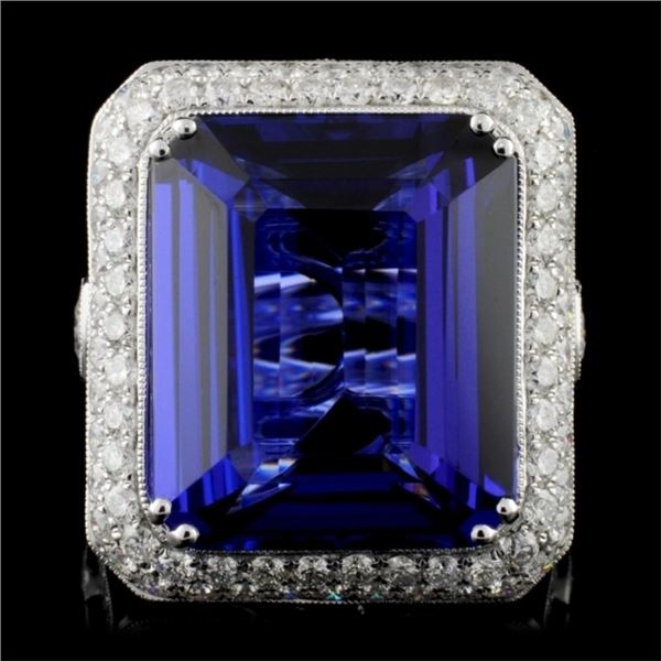 18K White Gold 21.50ct Tanzanite & 3.93ct Diamond