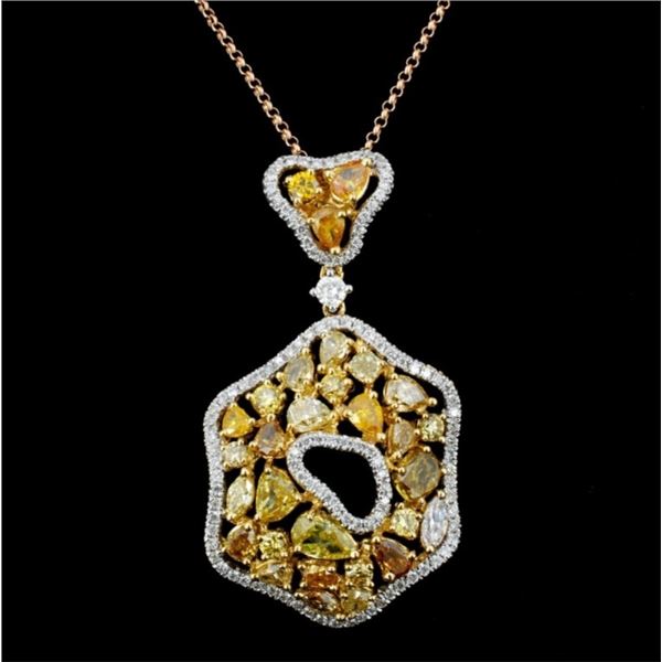 18K Gold 3.42ctw Fancy Color Diamond Pendant