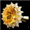 Image 2 : 14K Gold 5.00ct Citrine & 0.75ctw Diamond Ring
