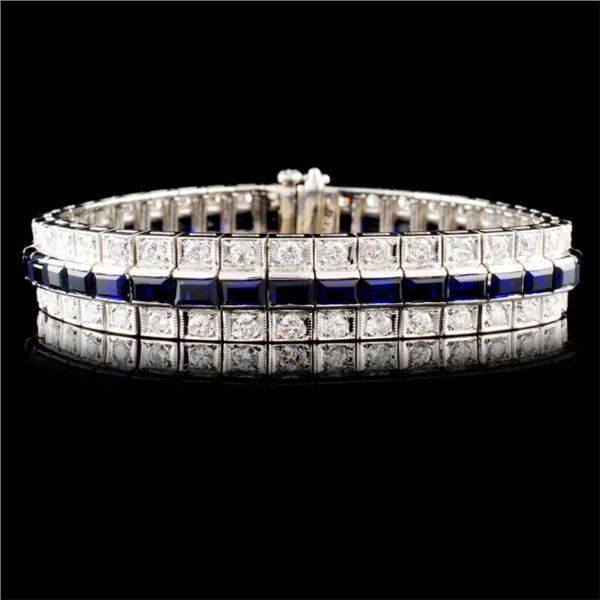 14K Gold 6.05ctw Sapphire & 2.25ctw Diamond Bracel