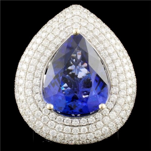 18K Gold 12.77ct Tanzanite & 3.79 Diamond Ring