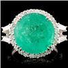 Image 1 : 18K Gold 8.14ct Emerald & 1.40ctw Diamond Ring