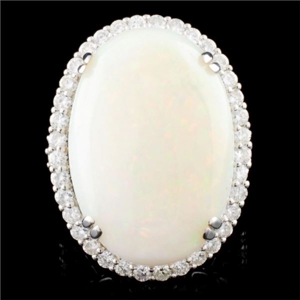 18K Gold 22.53ct Opal & 1.68ctw Diamond Ring