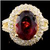 Image 1 : 14K Gold 5.13ct Tourmaline & 1.14ctw Diamond Ring