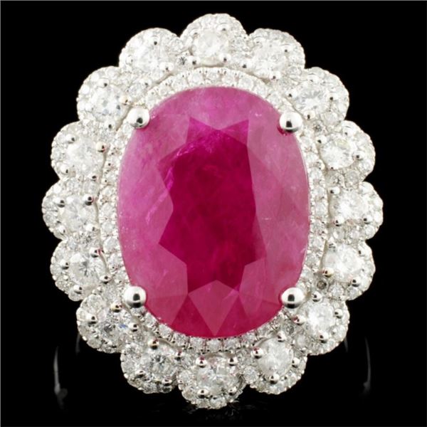 18K Gold 8.52ct Ruby & 1.13ctw Diamond Ring