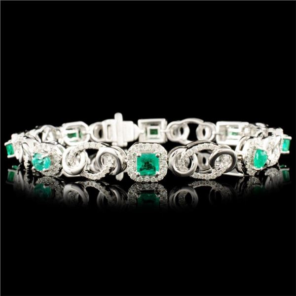 14K Gold 2.18ct Emerald & 1.50ctw Diamond Bracelet