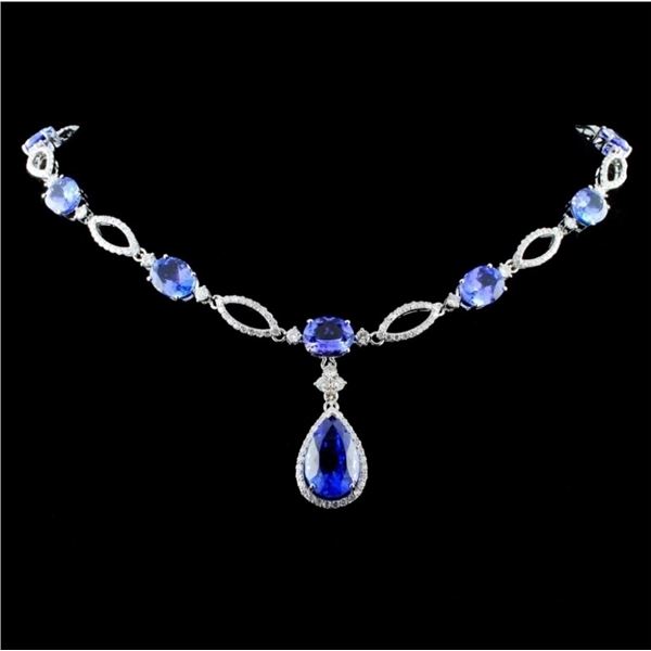 14K Gold 27.20ctw Tanzanite & 3.98ct Diamond Neckl