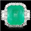 Image 1 : 18K Gold 7.93ct Emerald & 1.67ctw Diamond Ring